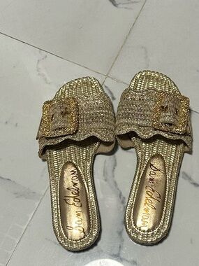 Sam Edelman Gold Buckle Slide Sandals